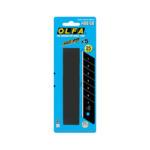 Olfa HBB-5B (HBB5K) | Hộp 5 lưỡi dao cắt công nghiệp đen sắc bén 25mm