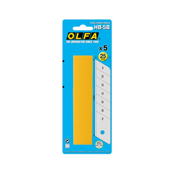 Olfa HB-5B (HB5K) | Hộp 05 Lưỡi Dao Cắt Công Nghiệp Nặng Màu Bạc Đóng Vỉ