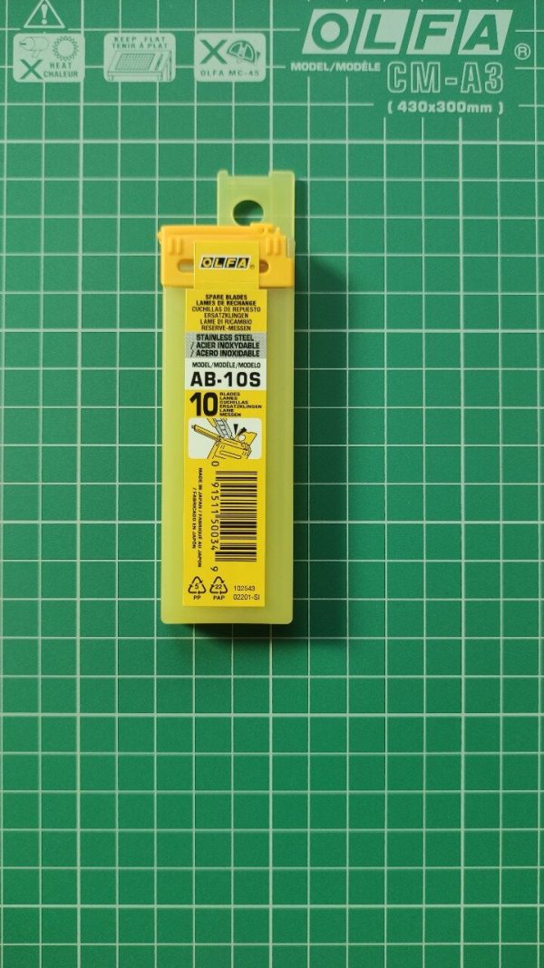 OLFA AB-10S | Hộp 10 lưỡi dao tiêu chuẩn bằng thép không gỉ (9mm)