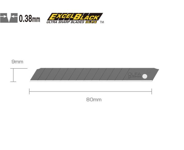 OLFA ASBB-10 (BB10K) | Hộp 10 lưỡi dao Olfa màu đen tiêu chuẩn (9mm)