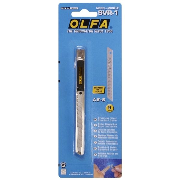 Olfa SVR-1 (8B) | Dao cắt tiêu chuẩn bằng thép không gỉ khóa lưỡi trượt (9mm) | Dao cắt công nghiệp