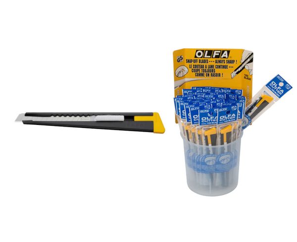 Olfa 180 BLACK (180-BT/36) (2B)| Dao cắt tiêu chuẩn thân kim loại (9mm) | Dao cắt công nghiệp